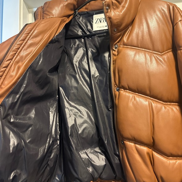 Zara Women's Brown Puffer Jacket - Picture 3 of 5